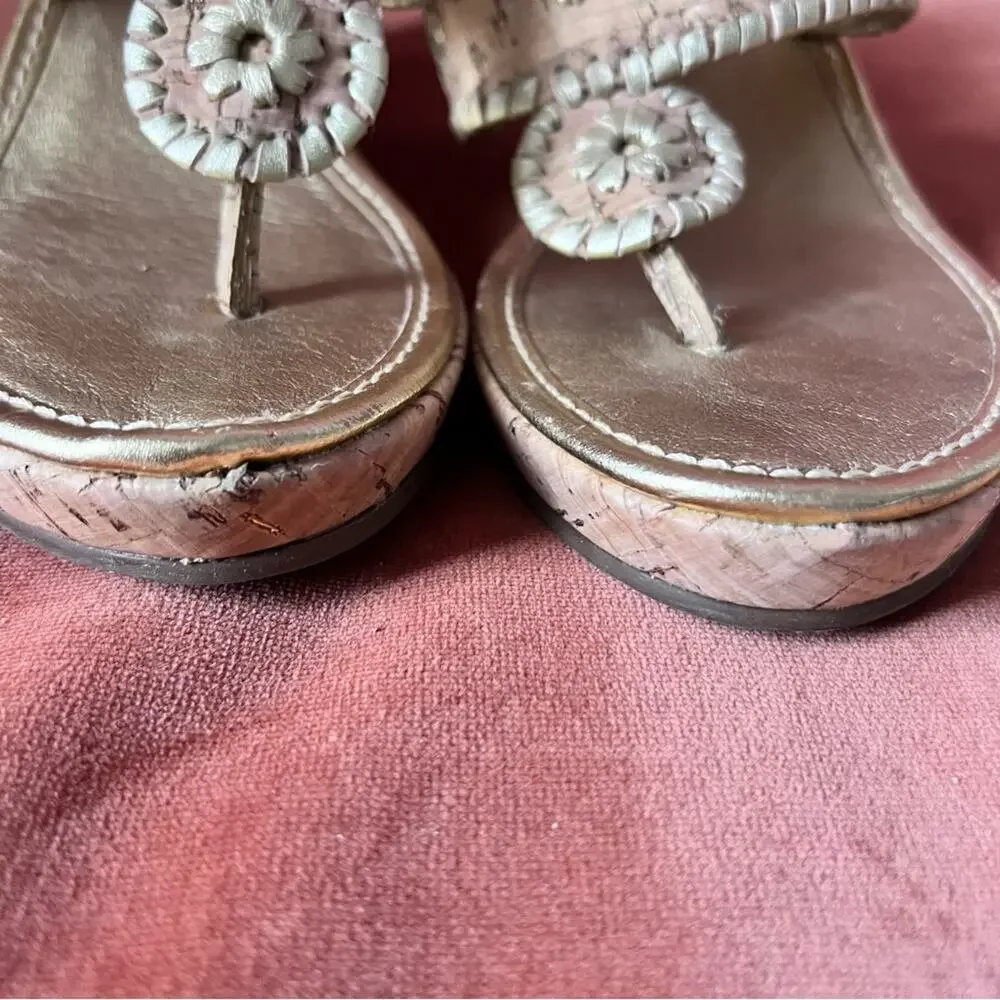 Jack Rogers Marbella Wedge Sandal in Cork and Gold 8
